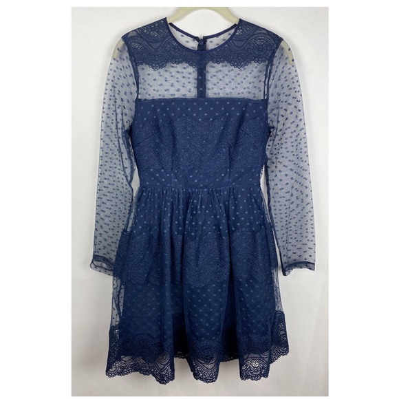ASOS Dresses & Skirts - Asos Lace Mesh Long Sleeve Swiss Dot Dress Size 4